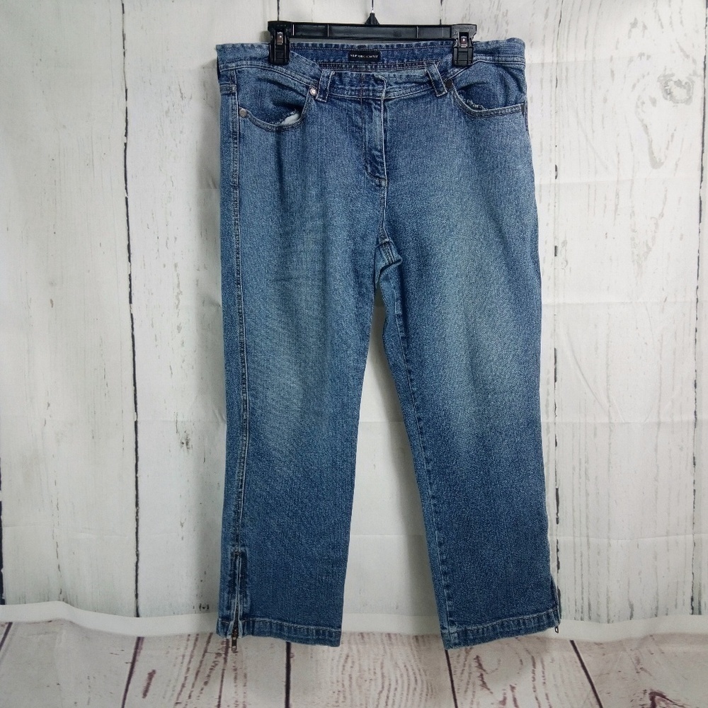 NY&C Women's Size 16 Zippered Leg Blue Jeans 35x25